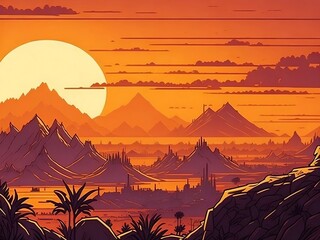Desert Sunset. Generated AI