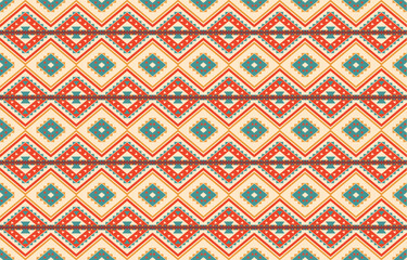 Ethnic abstract ikat art. Aztec ornament print. geometric ethnic pattern seamless  color oriental.  Design for background ,curtain, carpet, wallpaper, clothing, wrapping, Batik, vector illustration.
