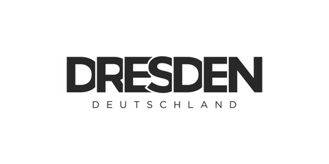 Dresden Germany as a graphic symbol and text element, set against a white background, is perfect for travel banners, posters, and postcards.