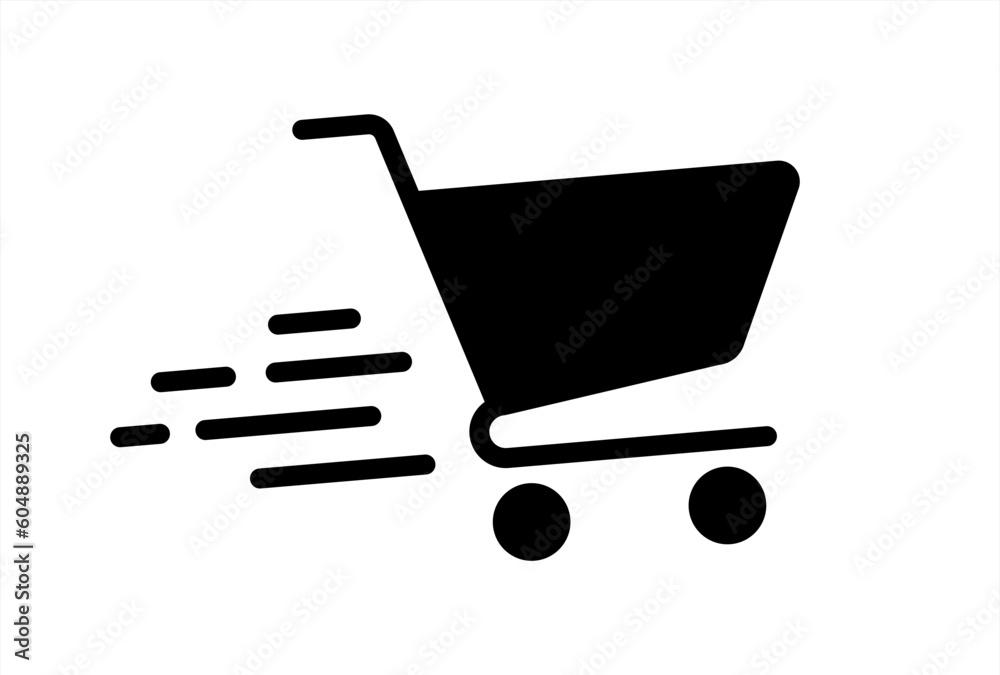 Poster shopping cart fast. simple vector modern icon design illustration. vector 10 eps.