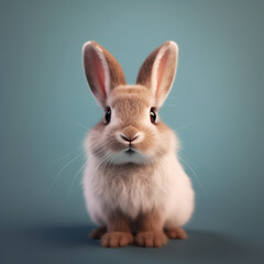 Cute rabbit bunny generative AI illustration. Lovely baby animals concept