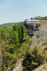 mountains rocks nature tall trees travel hiking