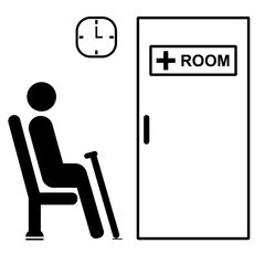Symbol sign. Waiting room pictogram, waiting room sign for hospital and clinic