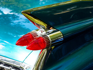 Big taillight close up shot of an American vintage car