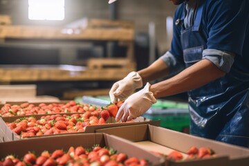 food producer, packaging freshly harvested produce for retail sale, created with generative ai
