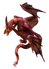 3D Rendering Fairy Tale Dragon on White