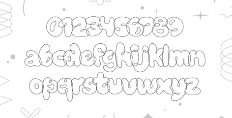 Graffiti Bubble Aesthetic Alphabet. Y2K Bubble letters. Graffiti font, typography set. Lower Case and Numbers.