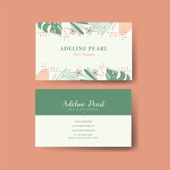 Professional Minimalist Business Card Design With Flowers, Business Card Layout with floral design