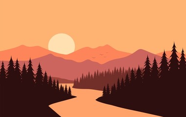 sunset in mountains