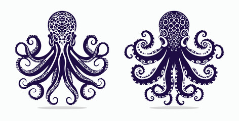 Vector of an octopus design on white background. Aquatic animals. Set of vector illustration. © ckybe