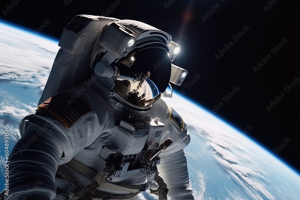 Canvas Prints astronaut, surrounded by the breathtaking view of space, floating in zero gravity, created with gene