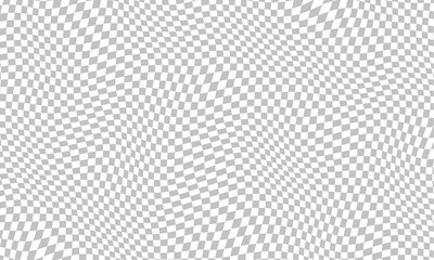 Stylish abstract wavy transparent photoshop background. Checker chess board square grid line gray and white vector background