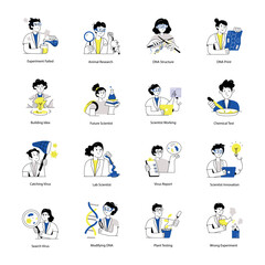 Fototapeta premium Pack of Scientist Hand Drawn Illustrations