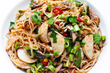 Rice vermicelli noodles spicy salad