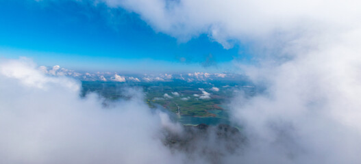 View through the cloud cover to Lake Kochelsee
