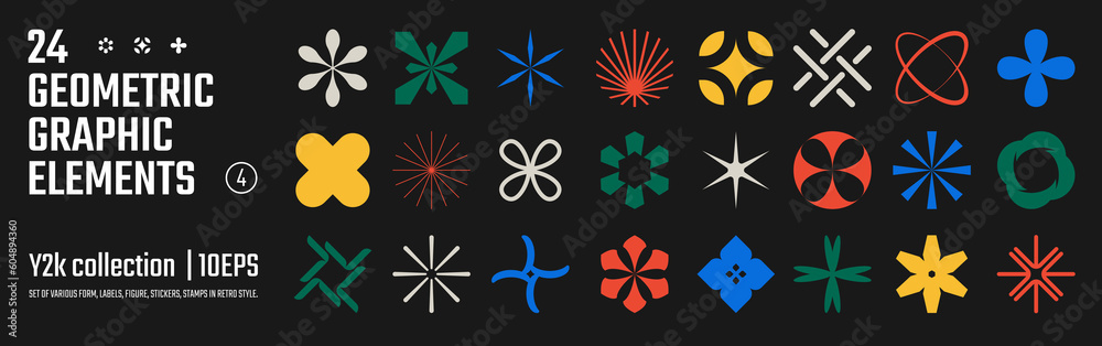 Poster vector abstract geometric graphic elements for design, collection of various form, labels, shapes, s
