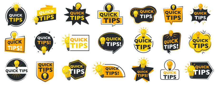 Quick tips, helpful tricks vector logos, Solution and trick illustration