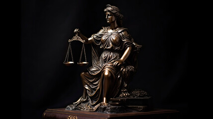 Statue of justice Themis with Book of law background