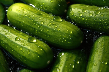 Fresh wet cucumbers