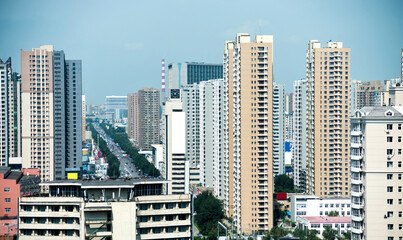 Aerial view of buildings in a Chinese city