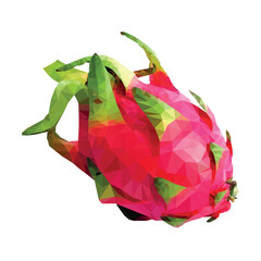 Fototapeta premium Image of Pitahaya (Dragon Fruit) in mosaic (stained glass) style isolated on white background. Vector image for postcards, printing, printing on clothes.