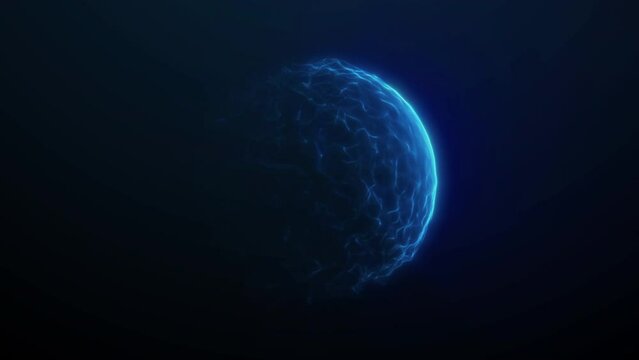 Effect with Blue Water ring, Swirling moving around a circle shape. Water Sphere.