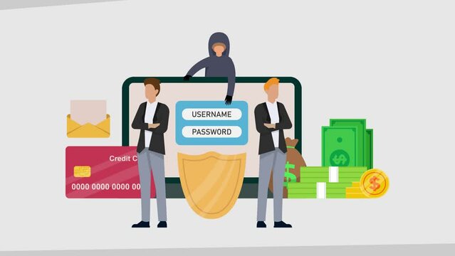 Cyber criminals phishing stealing private personal data - credit card