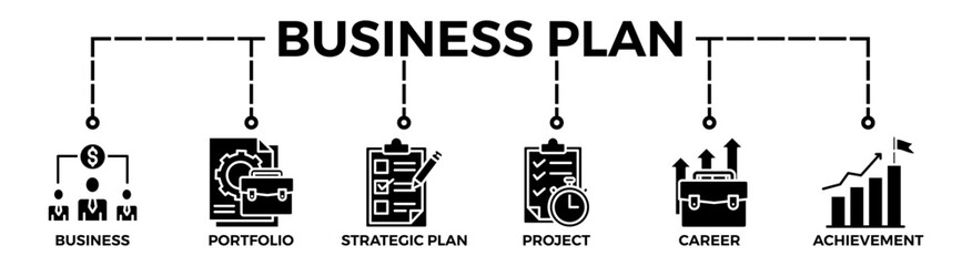 Business Plan banner web icon vector illustration concept with an icon of  business, portfolio, strategic plan, project, carrer, achievement