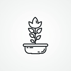 Fototapeta na wymiar potted house plant line icon. potted house plant web linear icon.
