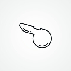 whistle web linear icon. referee whistle web linear icon.