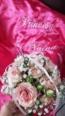 Roses in a bouquet of bridal flowers