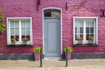 Fototapeta na wymiar Beautiful colorful house facade, Wachtendonk, North-Rhine Westphalia, Germany