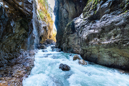 Raging river in the Partnach Gorge