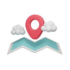 Paper map with location pointer 3d.