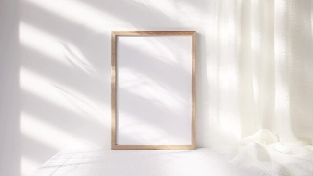 Video 3x4 wooden photo frame mockup