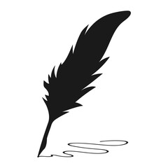 Ink pen silhouette. Vector illustration of poetry and literature symbol. Vintage subject icon for writing