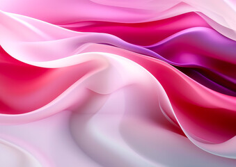 Obraz premium Smooth wavy red, pink and white background, light pink flowing waves motion. Generative Ai Illustration.