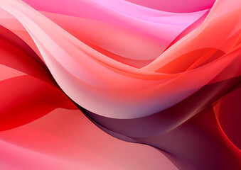 Smooth wavy red, pink and white background, light pink  flowing waves motion. Generative Ai Illustration.