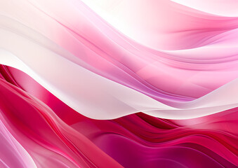 Obraz premium Smooth wavy red, pink and white background, light pink flowing waves motion. Generative Ai Illustration.