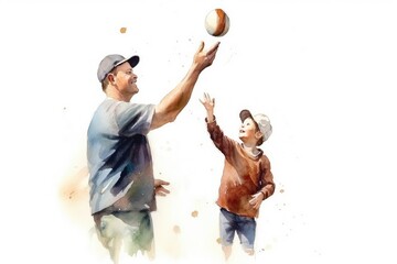 father and child playing basketball,  father's day concept