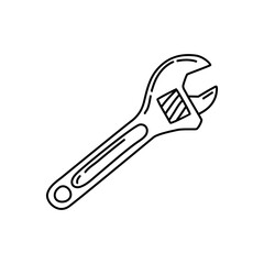 Sliding adjustable wrench shifter in doodle style sketch illustrator isolated on white background.