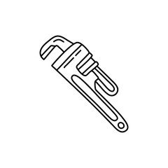 Pipe wrench doodle over white background vector illustration