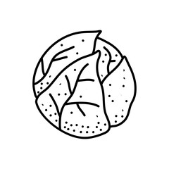 Brussel Sprouts doodle icon. Hand drawn black sketch. Vector Illustration