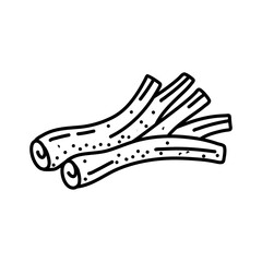 Fennel root plant. Hand drawn sketch vector illustration isolated on white. Fennel Doodle design 