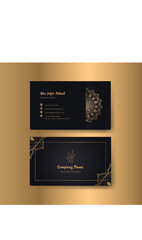 Elegant business card with golden Mandala Design, 
Mandala Business Card Design 