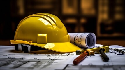 AI Generated: Helmet with Sun Shining, Blurry Background. Copy Space for Safety and Future Technology Concept. Generative AI.