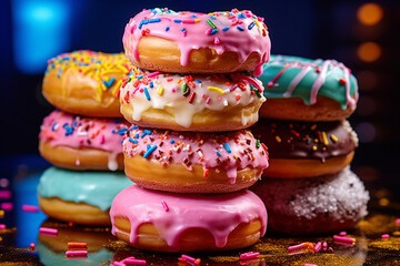 Fototapeta na wymiar colorful donuts with icing