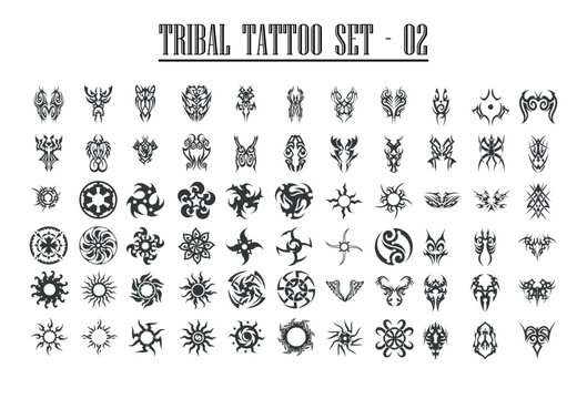 Tribal tattoo set vector, ornament tattoo designs