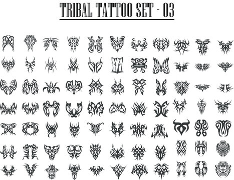 Tribal tattoo set vector, ancient tattoo designs