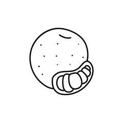 Outlined orange, star fruit doodles,  line art vector illustration.